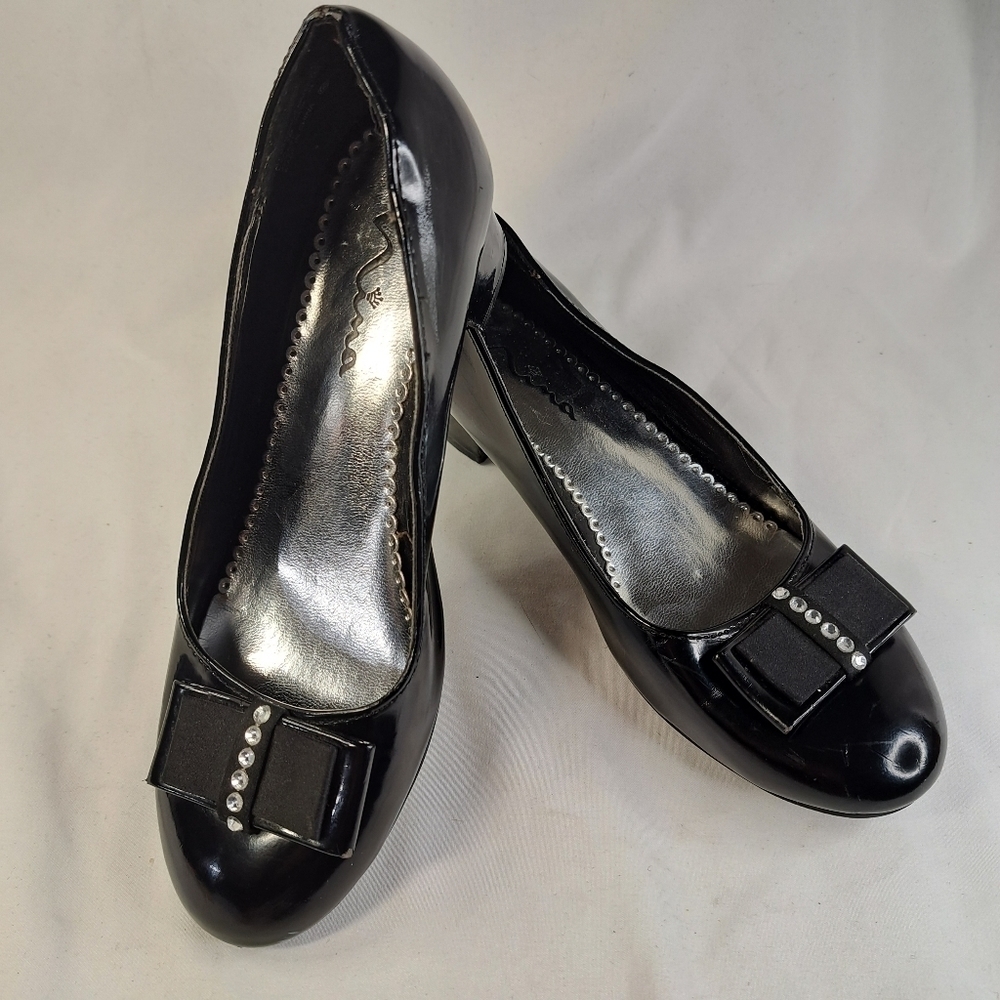 nina Black Patent Leather Heels Kids Size 3